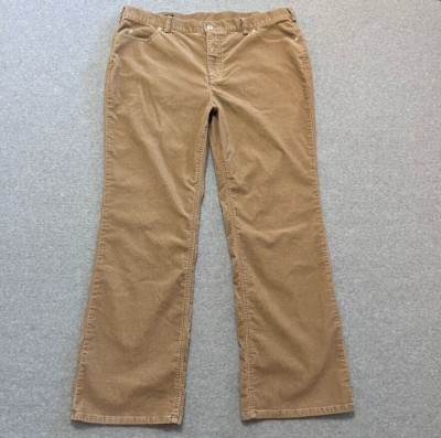 Lands End Jeans Womens Size 16 Beige Straight Leg Corduroy Flat Front Modern