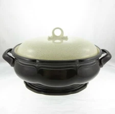 Mikasa Italian Terrace Covered Casserole Dish White Brown Art Deco Halloween