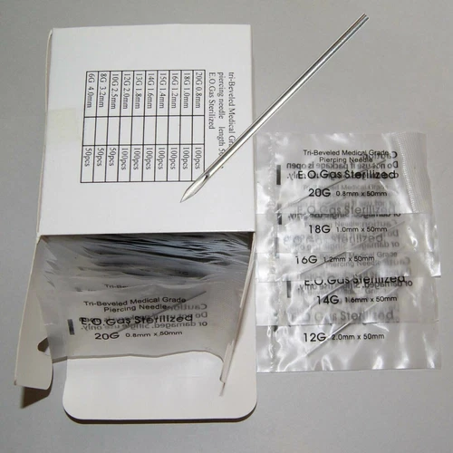 Sterilized Piercing Needles Gauge Hollow Point  Tri Beveled 100pcs - product listing photo