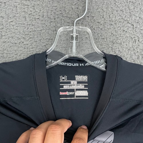 Under Armour Shirt Boys Large Fitted Black UV Protection Long Sleeve Activewear - Picture 5 of 8