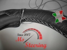 FOR ACURA ZDX 10-13 BLACK LEATHER STEERING WHEEL COVER, GREY STIT