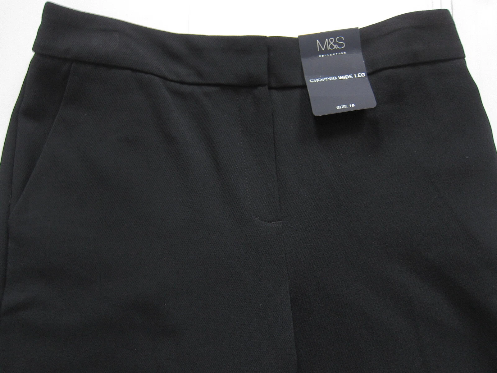 M&S Wide Crop Trousers Black Womens Size 10 12 14