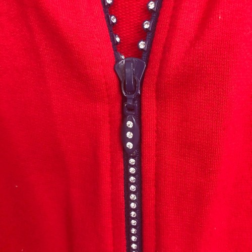 Quacker Factory LARGE Red Sleeveless Zip Front Vest with Rhinestone Zipper - Picture 3 of 8