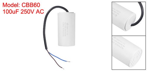 CBB60 Run Capacitor 100uF 250V AC 2 Wires 50/60Hz Cylinder 93x49mm White - Picture 2 of 7