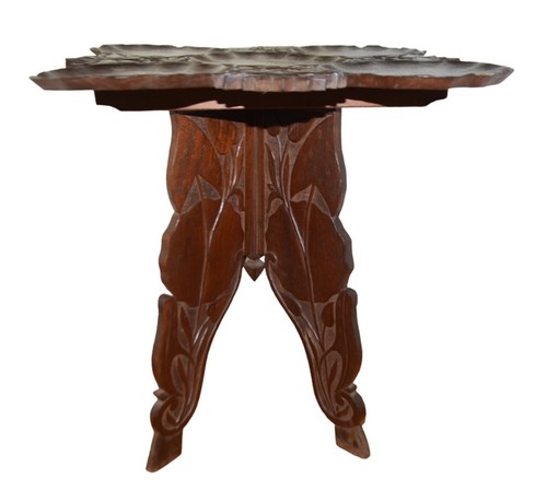 Mesa de madera de colección Cachemira Govt Arts Emporium arte artesanal nogal plegable - Imagen 5 de 16