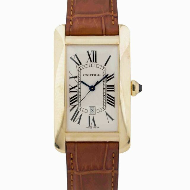 Cartier Tank White Men's Brown Leather 