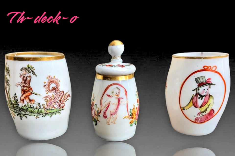 CHOPES GOBELETS+MOUTARDIER VERRE OPALIN BOHÊME XVIIIÈME BOHEMIAN GLASS 18TH - Photo 4/4