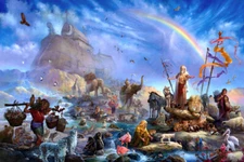 Art Giclee Printed Oil Painting Print Noah's Ark Rainbow Redempti