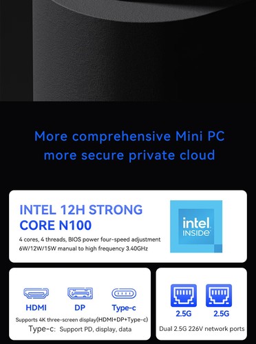 NAS Mini PC Intel N150 2LAN 2x 2.5/3.5inch HDD RAID Support FreeNas Windows 1011 - 第 7/19 張圖片