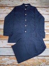 Vintage Derek Rose Made in England Cotton Pyjamas Navy Polka Dot XL