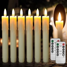 6.7 Inch Flameless Taper Candles with Remote Short Battery Operated Flickering