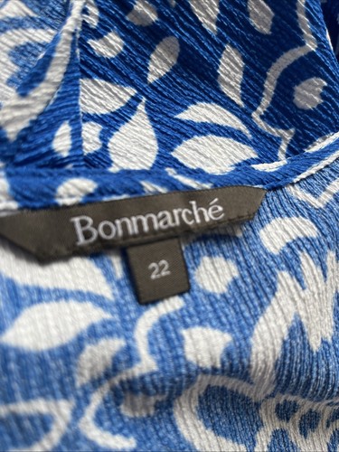 Ladies BONMARCHE Size 22 Blue and White Summer Dress Short Sleeve Tie Waist - Picture 5 of 5