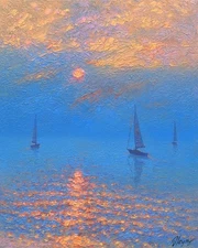 Original oil on canvas Impasto painting, Hand-painted seascape, Impressionism