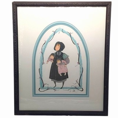 Framed Wall Art P. Buckley Moss Molly s Babes 1991 Signed 14x18 Heirloom Nonna
