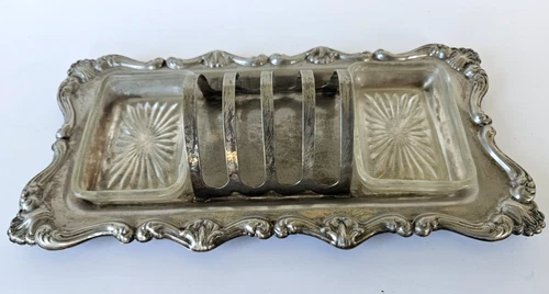 Vintage Silver Plated Napkin Holder Victorian Style Rack for Toast Jam Butter