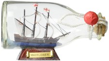 Hampton Nautical Mayflower Ship in a Glass Bottle, 5" Brown