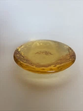 EUC Fire and Light Recycled Glass Citrus Yellow Pillar Candle Pedestal Base 4.25