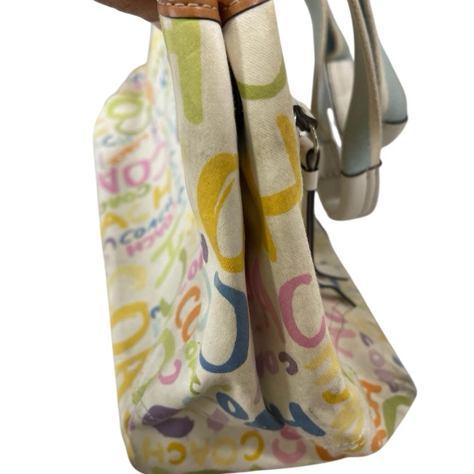 COACH Multi Color DAISY SPELL OUT TOTE Medium Cotton Bag - Image 4 of 4