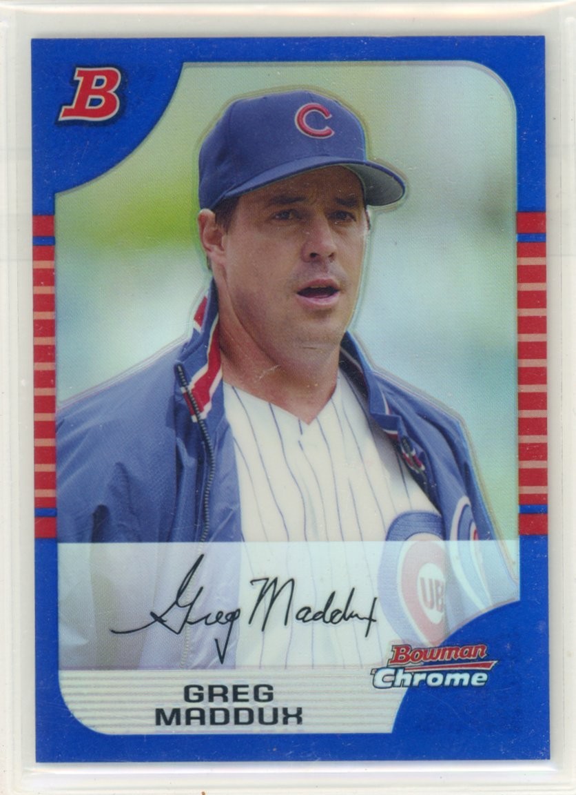 Greg Maddux #84 2005 Bowman Chrome Blue Refractor /150 COLOR MATCH