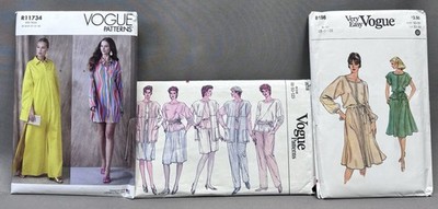 Lot 3 Vogue Sewing Patterns Shirt Dress Dress Set Very Easy New Uncut