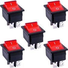 5Pcs Rocker Switch DPST ON/Off 4 Pin 2 Position Rocker Switches 16A 250VAC/20...