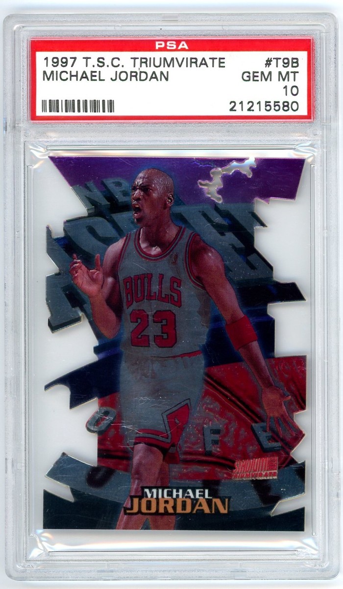 Michael Jordan 1997 Topps Stadium Club Triumvirate #T9B PSA 10 Gem
