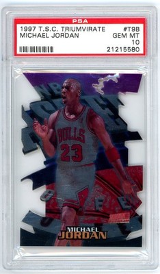 Michael Jordan 1997 Topps Stadium Club Triumvirate #T9B PSA 10 Gem