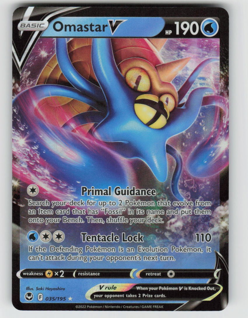Omastar V 035/195 Holo V Rare Silver Tempest Pokemon Holo Near Mint
