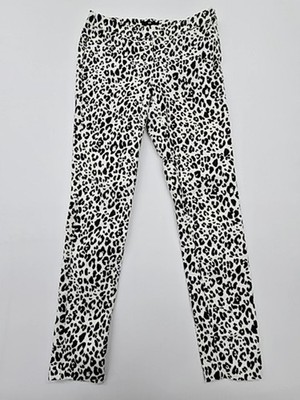 H&M Damen schwarz weiß Leopardenmuster gerades Bein Hose Größe 8