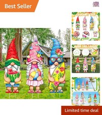 3 Pcs Summer Gnome Yard Signs Watermelon Beach Ball Surfboard Outdoor Decor