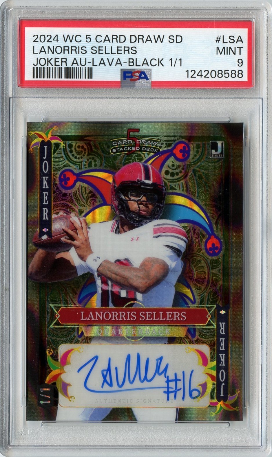 2024 5 Card Draw Lanorris Sellers Black Lava Rookie RC Auto #'D 1/1 #LSA PSA 9