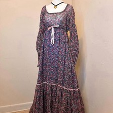 RARE Gunne Sax black label Off shoulder Maxi dress 60-70s Gunnie Boho Vintage