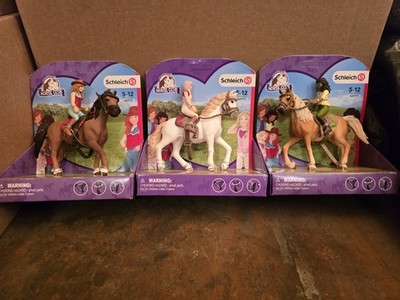 Schleich Horse Club Horse & Rider Plastic Figurine Set Lot of 3 (42151,42157)