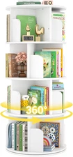 Rotating Bookshelf, Wood Corner Bookshelf, 360 Display Spinning Bookcase Storage