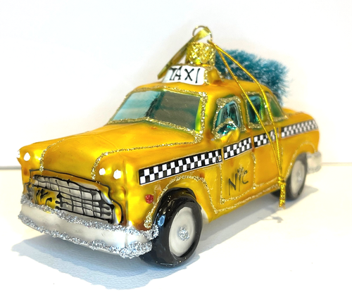 Cody Foster NYC Yellow Taxi Cab Ornament w Christmas Tree New York Holiday Decor - Picture 3 of 6