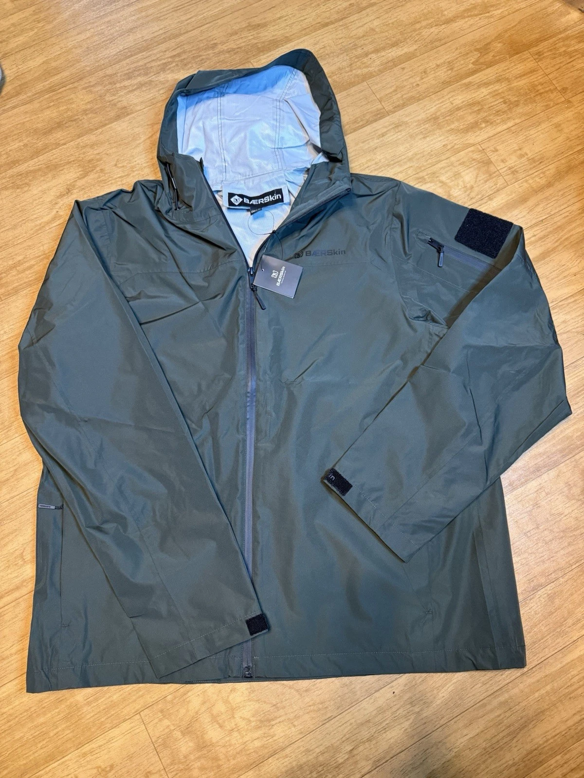 Baer Skin Tactical Rain Jacket Dark Green Large Waterproof Full Zip With Hood