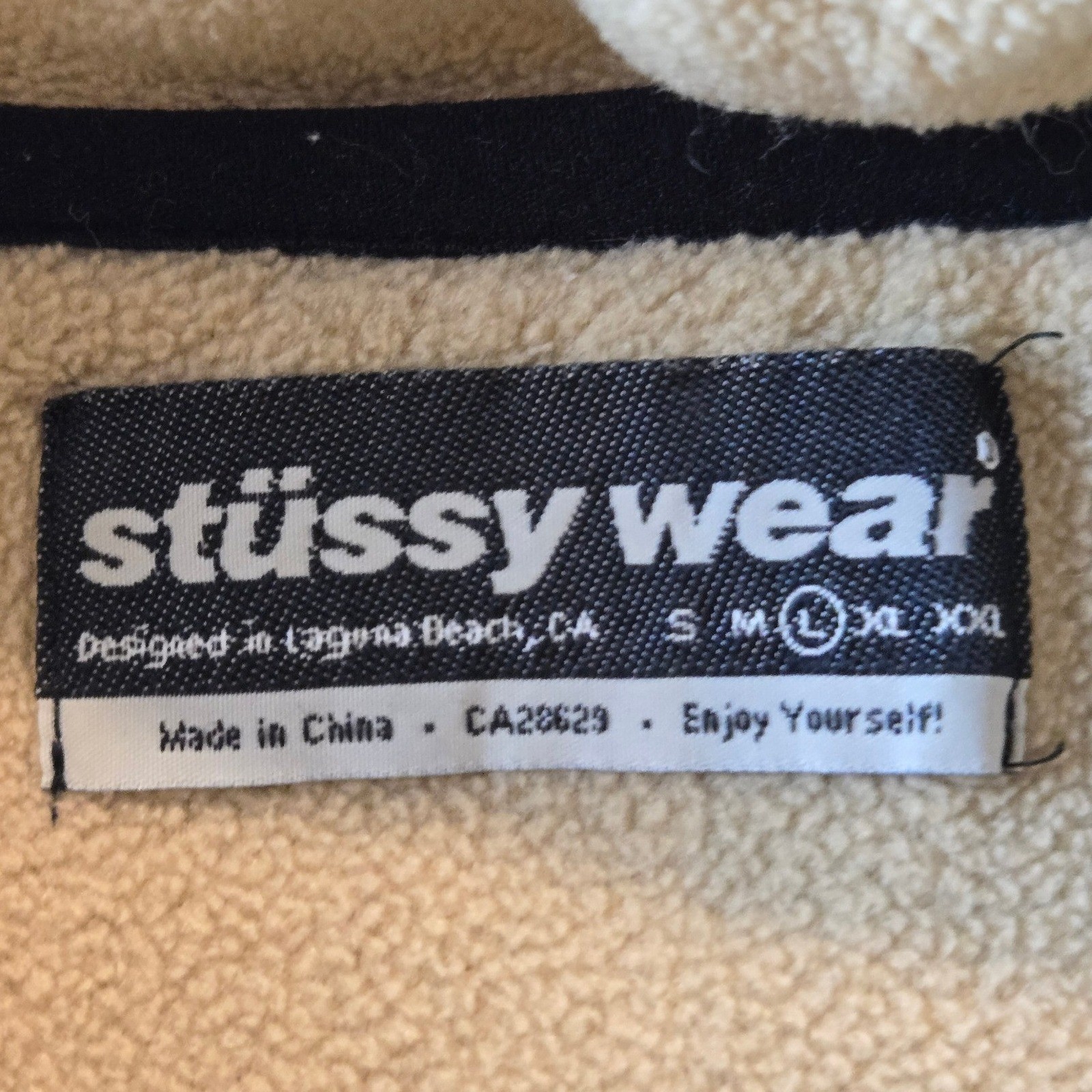 Vintage Stussy Fleece Pullover Mens Large Tan 90s Quarter Zip Embroidered Logo image 3