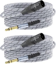 1/4 Inch TRS to XLR Male Cable, Balanced 6.35mm 50 Feet - 2 Pack, Grey