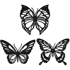 3 Pieces Butterfly Metal Wall Decor Black Butterfly Metal Wall Art Nature
