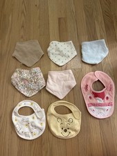 NWOT Bundle of 8 Assorted Baby Bibs Set - Pink, Cream, Blue, and Brown