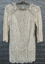 New Vince Camuto 3/4 Sleeve Round Neck Sheath Dress Cream Size 8