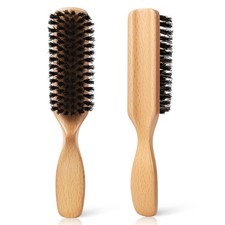 Boar Bristle Hair Brush for Men - Slick Back - Mens Hairbrush Wood