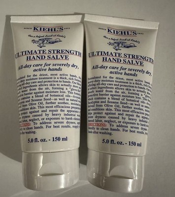 PAIR Of Kiehl's Ultimate Strength Hand Salve 5 Oz 150 mL Moisturizer NEW