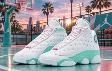 Jordan 13 White Aurora Green Pink 439358-100 Women's Size US 5.5-11