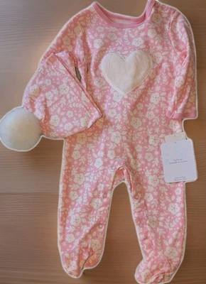 STERLING BABY Infant Girl's 2-Piece Footed Sleeper & Hat Set - Size 3 Mos.