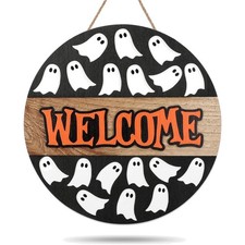 Funny 3D Ghost Welcome Sign Perfect Hanging Decor for Halloween Celebrations