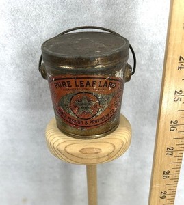 antique tin pail  3 in. Worlds Fair sample  Pure Leaf Lard North Packing 1893