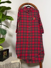 Lauren Ralph Lauren MEDIUM Red Plaid 100 Cotton Long Sleeve Nightgown