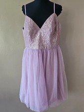 David's Bridal Rose Gold Lace Tulle Cocktail Dress F19704M Womens Plus 16 NWT