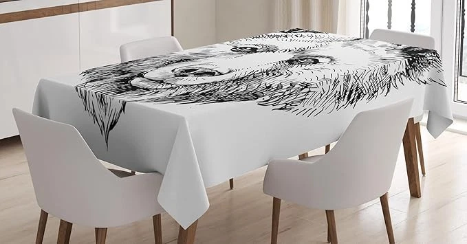 Ambesonne Animal Tablecloth, Grizzly Bear Rectangular Table Cover, 60"x84" - Image 4 of 4
